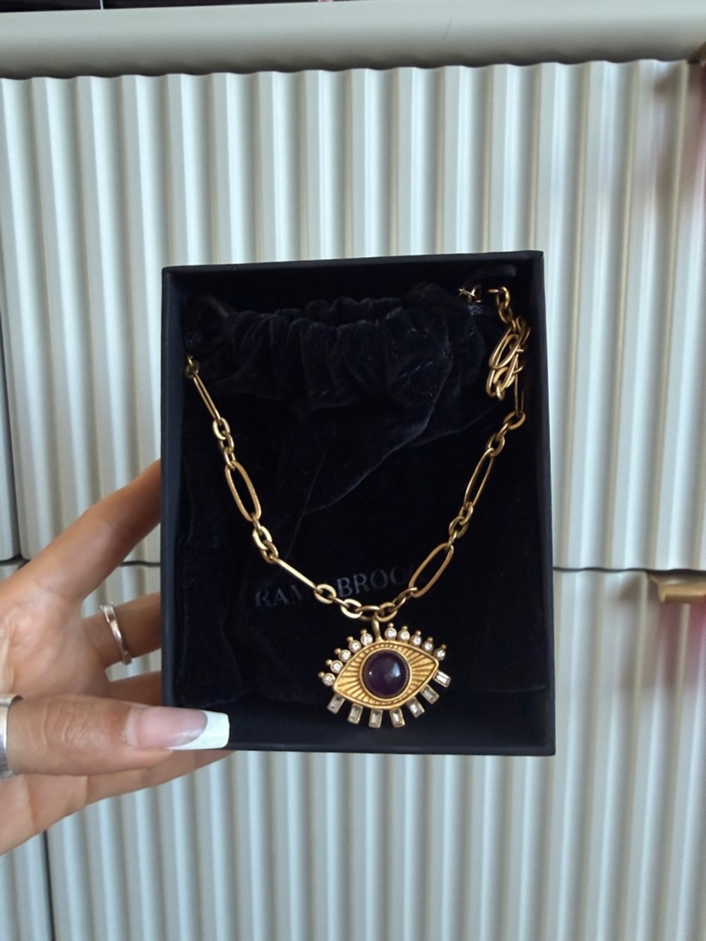 Ramy•Brook•Gold Evil Eye Pendant Necklace w. Amethyst Center🧿✨